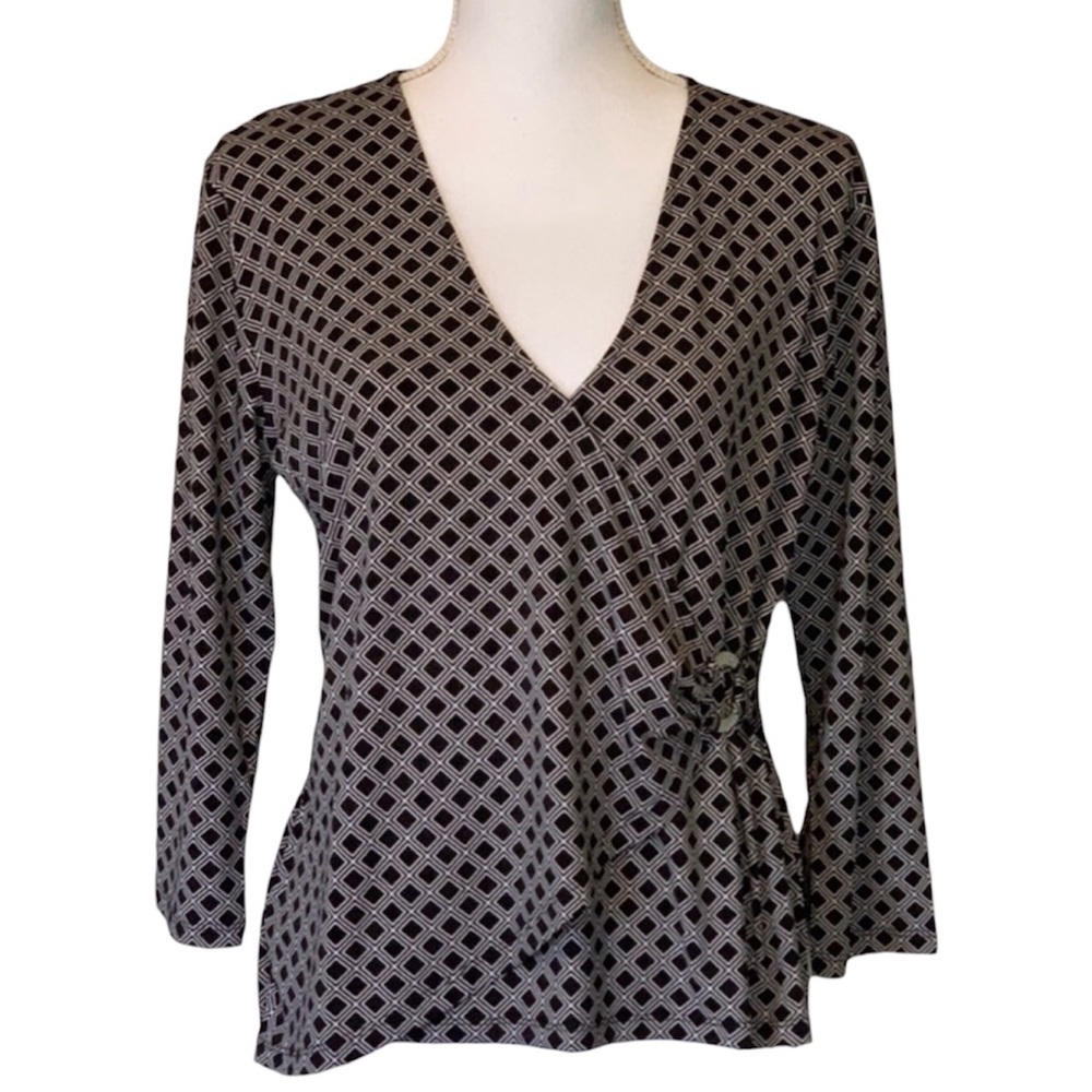 MICHAEL Kors Black & White Wrap Front Blouse NWT